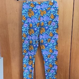 LuLaRoe Vibrant Floral Leggings - Blue, Purple, Orange